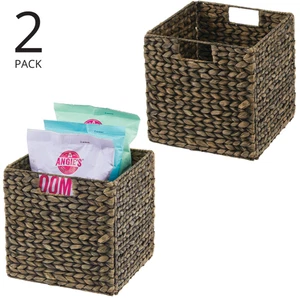 MDesign Storage Bins Black Wash Seagrass Folding Cube Storage Bins, 2/Set, Lot 2 - Picture 1 of 4