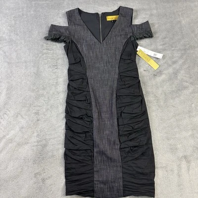 Nicole Miller платье 4 США собранными в Рюш холодные плечи осени сексуальный дизайнер взлетно-посадочной полосы $365 - Изображение 1 из 4