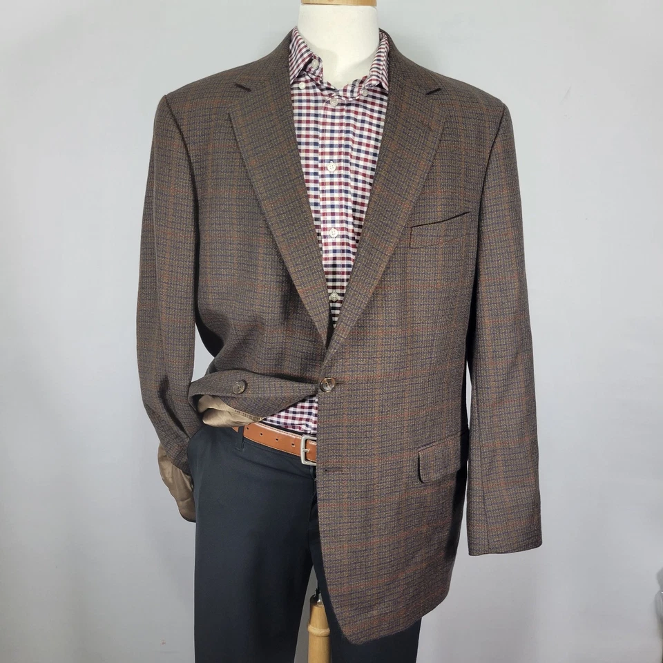 Abrigo Blazer Deportivo Para Hombre Alan River Dos Botones Marrón Teskid Lana Cachemira 46L Foto 1 de 4