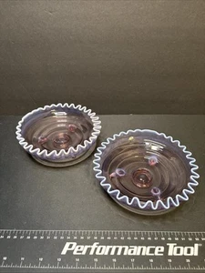 Set Of Fenton Plum Opalescent Ruffled Glass Three Footed Bowl Dish VTG Purple - Picture 1 of 5