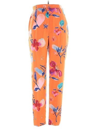 Pantaloni di seta Kenzo arancione stampa floreale nuovi con etichette US 6