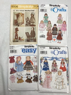 Vtg 4 Simplicity Doll Clothes Patterns #9381, 9856, & 9381 & Hollie Hobbie 6006  - Image 1 of 2