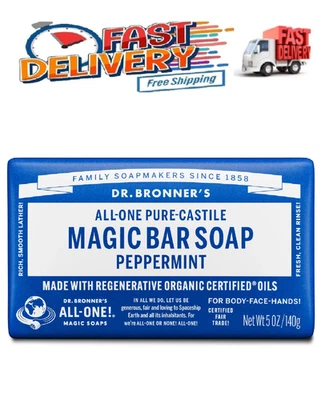 Dr. Bronners Magic Soaps Hemp Peppermint Pure Castile Soap Bar - Image 1 of 4