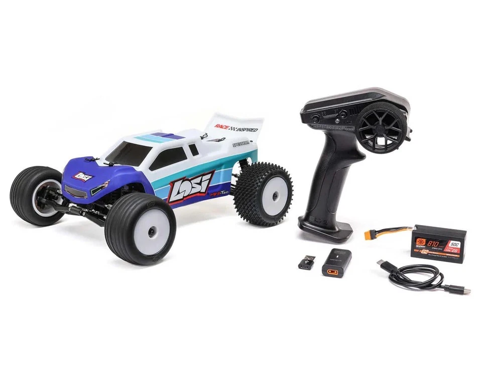 Losi LOS1056T2 Mini-T 2.0 V2 1/18 RTR 2WD Brushless Stadium Truck Blue