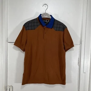 Fred Perry Raf Simons Poloshirt Karo Schulter Caramel Latte Größe EU 40 - Bild 1 von 7