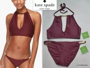 Nuevo con etiquetas Traje de Baño Bikini Kate Spade Nueva York Cuello Alto Top Arco 2 Piezas S Cereza - Imagen 1 de 11