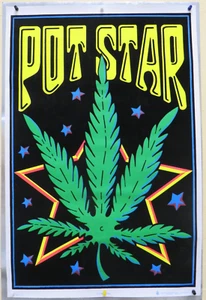 ROLLED VTG 2002 POT STAR FLOCKED BLACKLIGHT HEAD SHOP TRIPPY POSTER SCORPIO 1796 - Picture 1 of 4