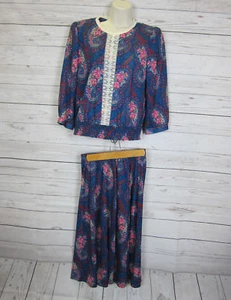 Vintage Another Thyme Set Women's Paisley Blouse & Skirt Size: 8 - Picture 1 of 9