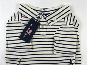 VINEYARD VINES Size XL Pet Polo Shirt Pique Deep Bay Blue Stripe NEW - Picture 1 of 7