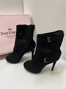 JUICY COUTURE Black Suede Mid Calf Boots Size 9.5M 9.5 Medium - Picture 1 of 23