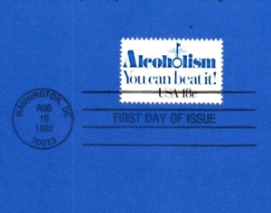 USPS FDC First Day Cover Souvenir Sheet Alcoholism Special Stamp Scott #1927 - Picture 1 of 2