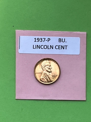 1937-P Unc. Lincoln Cent Bright Red Cover