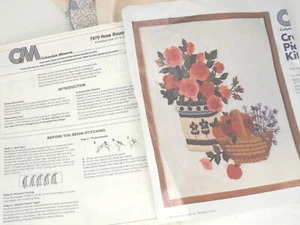 Vintage Crewel Embroidery Kit 7970 Rose Bouquet - Picture 1 of 6