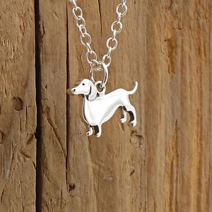 Dachshund Tiny Dog Charm Pendant Necklace Sterling Silver Gift Box Sausage Dog - Picture 1 of 5