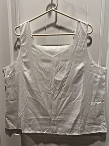Camiseta sin mangas básica sin mangas de seda satinada sin mangas con cuello en V 2XL para mujer - Imagen 1 de 5