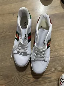 Gucci Ace Embroidered 'Bee' Leather Sneakers Size 9.5 With Dust Bag - Picture 1 of 7