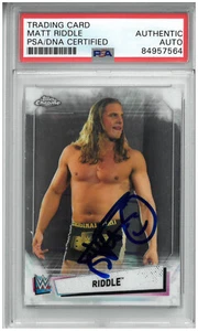 MATT RIDDLE SIGNED AUTOGRAPH SLABBED WWE 2021 TOPPS CHROME CARD PSA DNA BRO - Picture 1 of 2