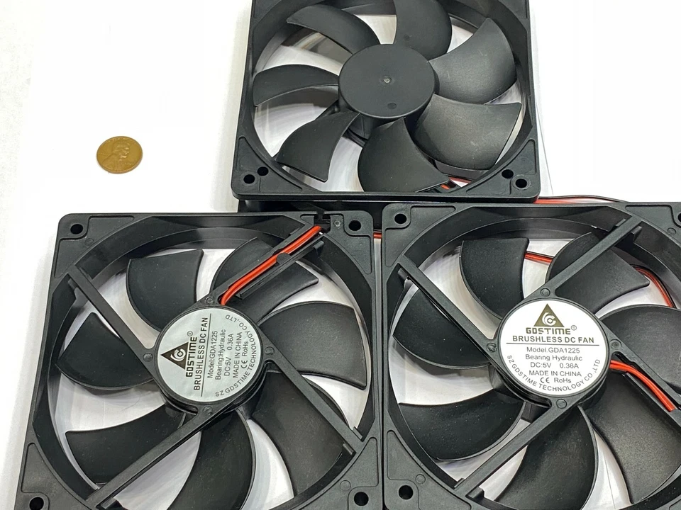 3 x  GDSTIME 5V 2Pin 12cm 120mm x 25mm GDA 1225 Axial Exhaust Cooling Fan G16 - Image 1 of 2