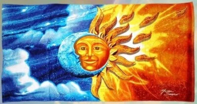 Nueva Toalla Grande Celestial Sol y Luna Piscina Baño Playa Regalo 30x60 Estrellas Nubes Foto 1 de 2