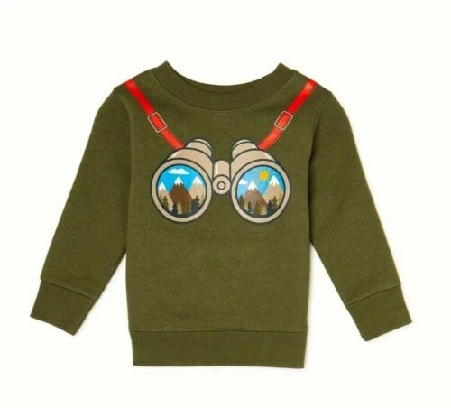 6-9 M Garanimals Baby Boys "Binoculars" Sweatshirt green NWT camping - Image 1 of 1