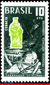 1076 BRAZIL 1968 UNDERWATER EXPLORATIONS AT PARANAGUA, DIVER, MI# 1164, MNH - Picture 1 of 2