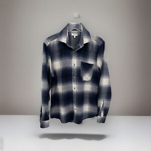 Men’s Reiss Blue/Black/White Wool Long Sleeve Shirt Size Medium