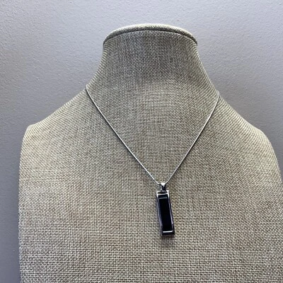 LIA SOPHIA SILVER TONE DOUBLE SIDED NECKLACE WITH MOTHER OF PEARL AND BLACK ONYX - Image 1 of 4