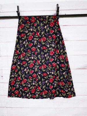 Jones New York Womens Skirt Size 14W Black Floral Elastic Waist Side Zip — 第 1/4 张图片