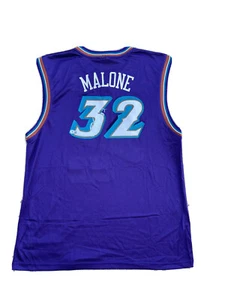 Karl Malone Signed Utah Jazz REPLICA (Away Purple) Jersey BECKETT BAS - Picture 1 of 4
