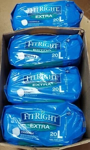 FitRight Extra Disposable Underwear LARGE 40-56" Unisex 4 Packs of 20 Count NEW - Picture 1 of 2