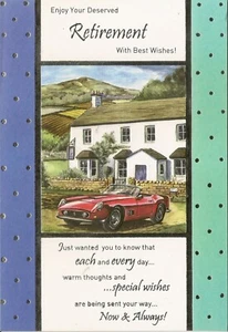 Retirement Best Wishes Greeting Card for Him Male Classic Car Happy Vintage Car - Picture 1 of 4