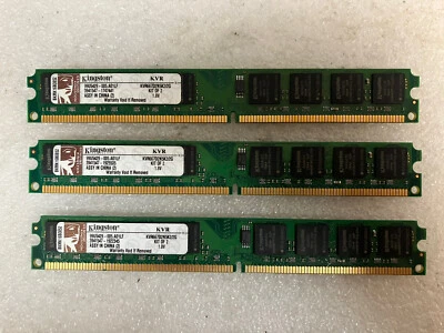 ~ (3x 1GB) Kingston KVR667D2N5K2/2G PC2-5300 DDR2-667 Slim Desktop DIMM Memory - Image 1 of 3