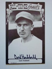 1973 TCMA All Time Greats : New York Giants CARL HUBBELL Auto Autograph Postcard