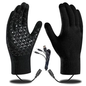 Electric USB Heated Gloves Winter Warming Thermal Ski Snow Hand Warm Windproof - Picture 1 of 19