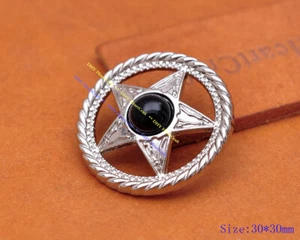 10X Rope Side Black Bead Texas Star Leathercraft Western Cowboy Saddles Conchos - Picture 1 of 9