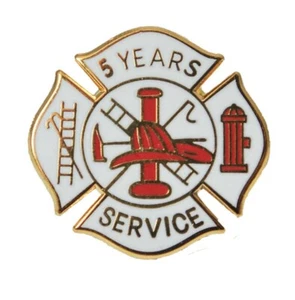 Insignia Tac Pin Fire Maltese Cross Firefighter 5 Years Service Pack of 10 - Picture 1 of 2
