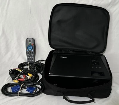 VIVITEK D825MS DLP Projector With Case, Remote, Cables Preowned Tested Works!! - Image 1 of 4