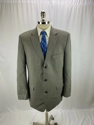 Jaqueta blazer Hugo Boss masculina cinza espinha de peixe 44L - Imagem 1 de 4