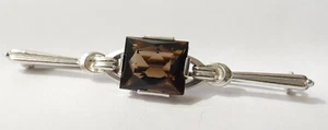 Spilla ART DECO con topazio fumè argento 800 vintage 1930 circa spilla silver - Foto 1 di 4