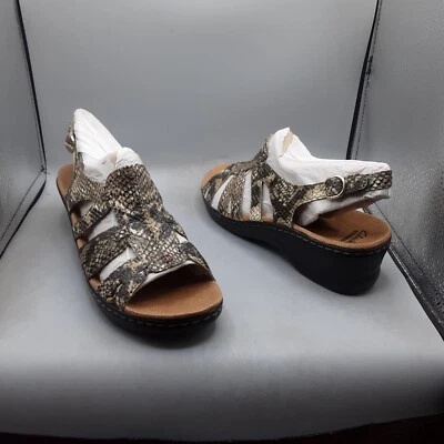Sandálias femininas Clarks Lexi calêndula 10M marrom cobra slingback 2 A53 - Imagem 1 de 4