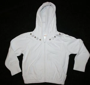 New Gymboree Girls 3 4 year Hoodie Sweatshirt Top White w Gems Gold Silver Knit - Picture 1 of 1