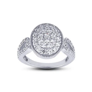 0.78ct F VS2 Round Cut Earth Mined Certified Diamonds White Gold Right Hand Ring - Picture 1 of 4