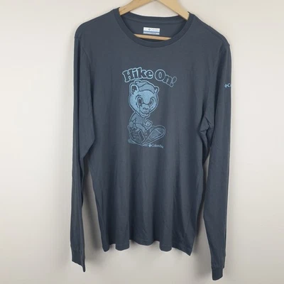 Columbia T-Shirt Mens Medium Grey Graphic Hike On Outdoor Walking Long Sleeve - Image 1 of 4