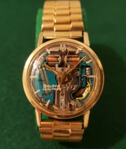 Orologio Vintage Bulova Accutron Spaceview 1964 Gold Filled 214 Tuning Fork Mvmnt - Foto 1 di 15