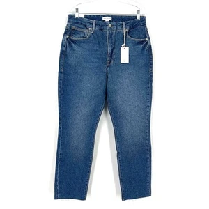 Jeans ajustados Good American Good Crop dobladillo crudo azul 940 para mujer talla 15 nuevos con etiquetas - Imagen 1 de 8