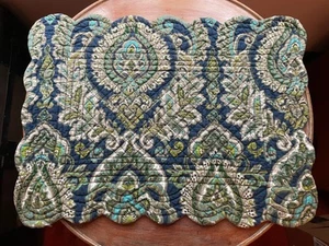 Mantel individual reversible acolchado C&F Enterprises One “ADA azul marino” cachemir - Imagen 1 de 3