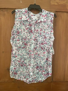 Blusa Floral Nueva con Etiquetas Liz Claiborne Sorbete Frambuesa Rosa Teal Blanco Talla L - Imagen 1 de 7