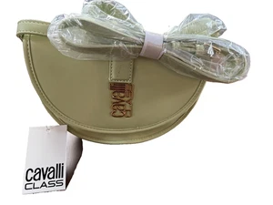 Borsa a tracolla Cavalli Class Marina Saddle Flap donna verde foglia oro logo nuova con etichetta - Foto 1 di 7