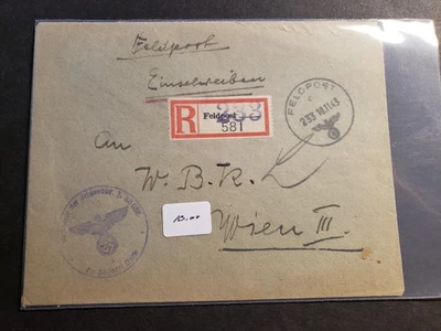 ALEMÁN ANTIAÉREO Rgt 69 Feldpost 1943 Ejército Registrado Segunda Guerra Mundial Cubierta VIENA, AUSTRIA Foto 1 de 2