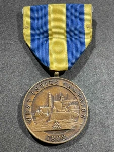 WW1 WWI Era 1898 Span Am War US Navy Military West Indies Campaign Medal Award - Bild 1 von 2